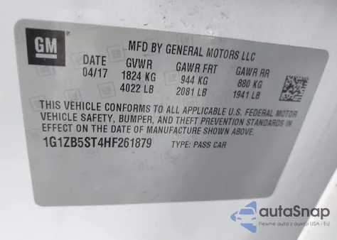 2017 Chevrolet Malibu Ls from USA, damaged, VIN 1G1ZB5ST4HF261879